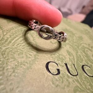 Gucci Interlocking Sterling Silver Ring Size 12IT